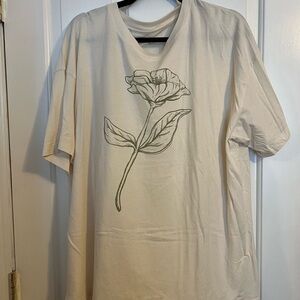 American Eagle Outfitters Cream Floral Tee